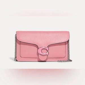 Coach Tabby Chain Clutch Crossbody in Flower Pink with Silver Hardware